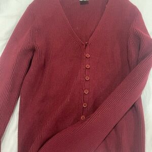 Song of Style Deep Red Ribbed Sweater